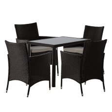 Komplet pohištva iz ratana (miza + 4 stoli) rjav + bež. pod. *1708