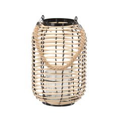 Lampijon 20 x 30 cm s steklenim vložkom - črno-naraven *3124