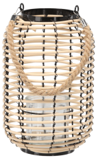 Lampijon 20x30 cm s steklenim vložkom - črno-naraven - ILS3124