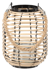Lampijon 19x24 cm s steklenim vložkom - črno-naraven - ILS3131
