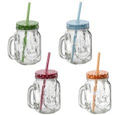 Steklen kozarec 450 ml za hladne pijače s pokrovčkom - BUS2617