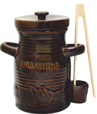 Keramična posoda 3,5L za kumare s kleščami - rjava - RUI3163