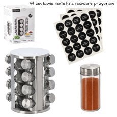 Začimbnica okrogla 17,3 x 25,8 cm 16 kozarčkov srebrna *9141