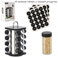 Pripravnik kvadratni 16,5 x 16,5 x 33,5 cm z ročajem 16 kozarčkov črno-srebrni *9165