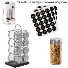 Pripravnik pravokoten 12 x 10 x 26,5 cm z ročajem 8 kozarčkov srebrno-črn *9189