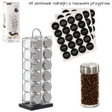 Pripravnik pravokoten 11 x 10 x 36,5 cm z ročajem 12 kozarčkov srebrno-črn *9196