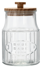 Kozarec 2,6L okrogel rebrast s pokrovom iz lesa - IDE0666