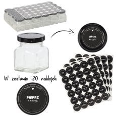 Komplet 24 kozarcev kvadratnih 120 ml fi 53 + komplet 120 nalepk z začimbami zgrz=24 kos *6612