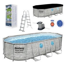 Bazen stelaž rattan/ okno oval 549 x 274 x 122 cm (bazen, črpalka s filtrom, lestev, tla, pokrov) *6752