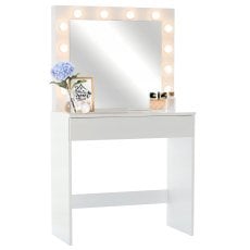 Toaletna mizica za ličenje bela z osvetlitvijo 80 x 40 x 140 cm *9452