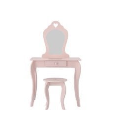 Majhna kozmetična toaletna mizica roza z ogledalom + stolček *0403