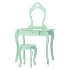 Majhna kozmetična toaletna mizica v mint barvi z ogledalom + stolček *3549