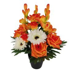 Umetni šopek rož v lončku 43 cm mešanica barv *2928