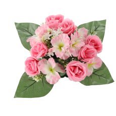 Umetni šopek cvetja Vrtnice in hibiskus, različne barve, pak. 12 kos - HID2942