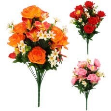 Umetna vejica - šopek vrtnic in orhidej 52 x 27 x 27 cm mix barv pak=12 kos *3154