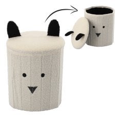 Zložljiv tabure s predalom 28 x 28 x 34 cm bela *4243