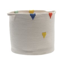 Koš za perilo/igrače 36 x 33 cm okrogel bel z barvnim vzorcem rozm. l *5004