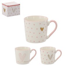 Porcelanasta skodelica z motivom srčkov 390 ml - WZORÓWLIL6088