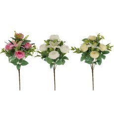 Umetna vejica - šopek vrtnic in lilij 43 cm mešanica barv pak=24 kos *2904