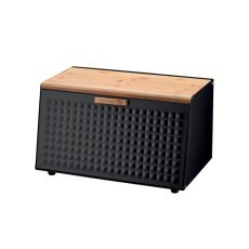 Škatla za kruh hibisco - emajlirana z bambusovim pokrovom 35,5 x 17 x 19,5 cm črna *8879