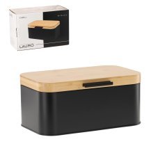 Chlebak lauro - kovinski z bambusovim pokrovom 30 x 23 x 18 x 15 cm črn *3192
