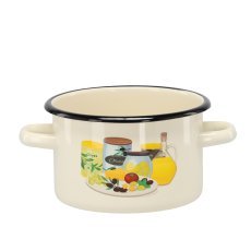 Emajliran lonec 2 l 16 cm krem olivna *7442