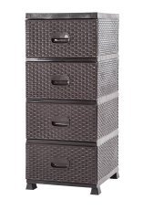 Plastična komoda s 4 predali rjava 38 x 45 x 90 cm rattan *9436