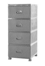 Plastična komoda s 4 predali siva 38 x 45 x 90 cm rattan *9450