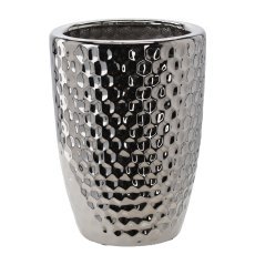 Keramični ovitek za lonček 25,5 x 25,5 x 34,5 cm srebrna satovje *0268