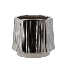 Keramični okrasni lonček za cvetlični lonec 44 x 44 x 40 cm srebrn rebrast *0275