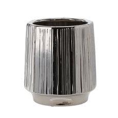 Keramični okrasni lonec za cvetlični lonec 32 x 32 x 35,5 cm srebrn rebrast *0282