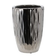 Keramični okrasni lonec za cvetlični lonec 29 x 29 x 41,5 cm srebrni sijaj *0329