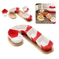 Komplet za serviranje predjedi - 4 skledice sladkorni trs 32x18x5 cm *4574