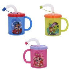 Plastični lonček 210ml s slamico *8551