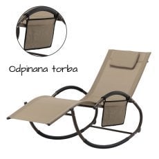 Vrtni gugalni ležalnik 161 x 60 x 80 cm rjav z žepom *1595