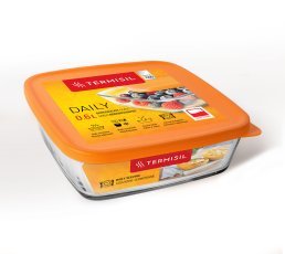 Posoda 0,6l za shranjevanje z plastičnim pokrovom - barva oranžna*2709