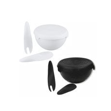 Skleda s pokrovom 3l+komplet žlic za solato beli/črni/sivi*9769*9776*9783