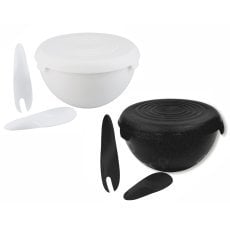 Skleda s pokrovom 6l+komplet žlic za solato beli/črni*1663*1670