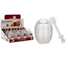 Plastični kozarec za med 200ml z žličko disp=12kos *7956