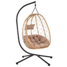 Viseči zložljivi stol bež, blazina - bež, okvir - črn *9100