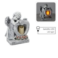 Figura Angelček s srcem in LED svečo - DED8752
