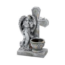 Figura angel stoječ s križem in loncem 21,5 x 14 x 35,5 cm *8813