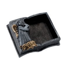 Cementni nagrobni lonec - knjiga temno siva - zlata 23 x 19 x 7,5 cm *8936
