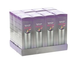 Sveča led 5cmx15cm z baterijami srebrna rožnat plamen*9686