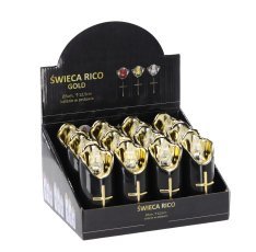 LED sveča RICO - črno-zlata, hladno bela - ZOZ8009