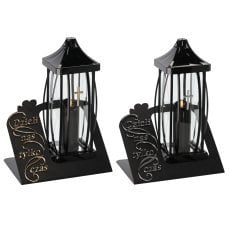 Svečnik 39cm gracija velika plošča velika + led črno zlata/srebrna pakiranje=2kos*7630