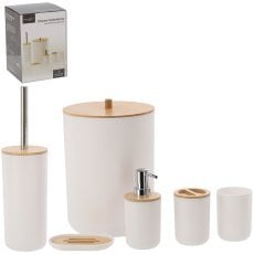 Kopalniška garnitura okrogla 6 delov bela + bambus *4298