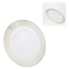 Podtalerz okrągły 33 x 33 x 1,5 cm transparentny złoty opak=6szt *7793 Podtalerz okrogel 33 x 33 x 1,5 cm prozoren zlati pak=6kos *7793