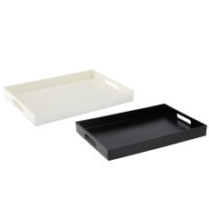 Pravokotna pladenj z ročaji 34,5 x 25 x 3,5 cm bela / črna *7878