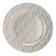 Podstavek okrogel 33 x 33 x 1,5 cm v listke belo-zlat opak=6 kos *7779